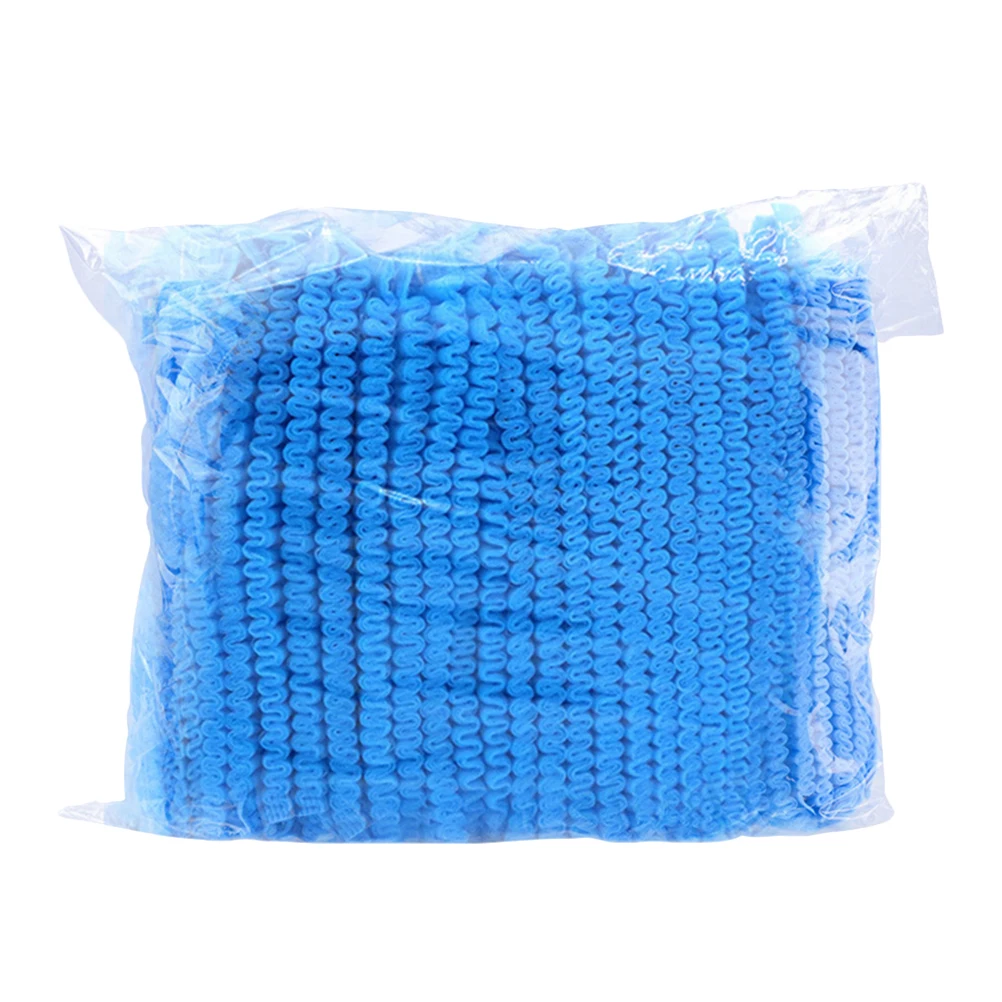 

100Pcs Disposable Bouffant Caps Elastic Work Hair Hats for Cooking Restaurant Hospital Kitchen Shower Dust Blue