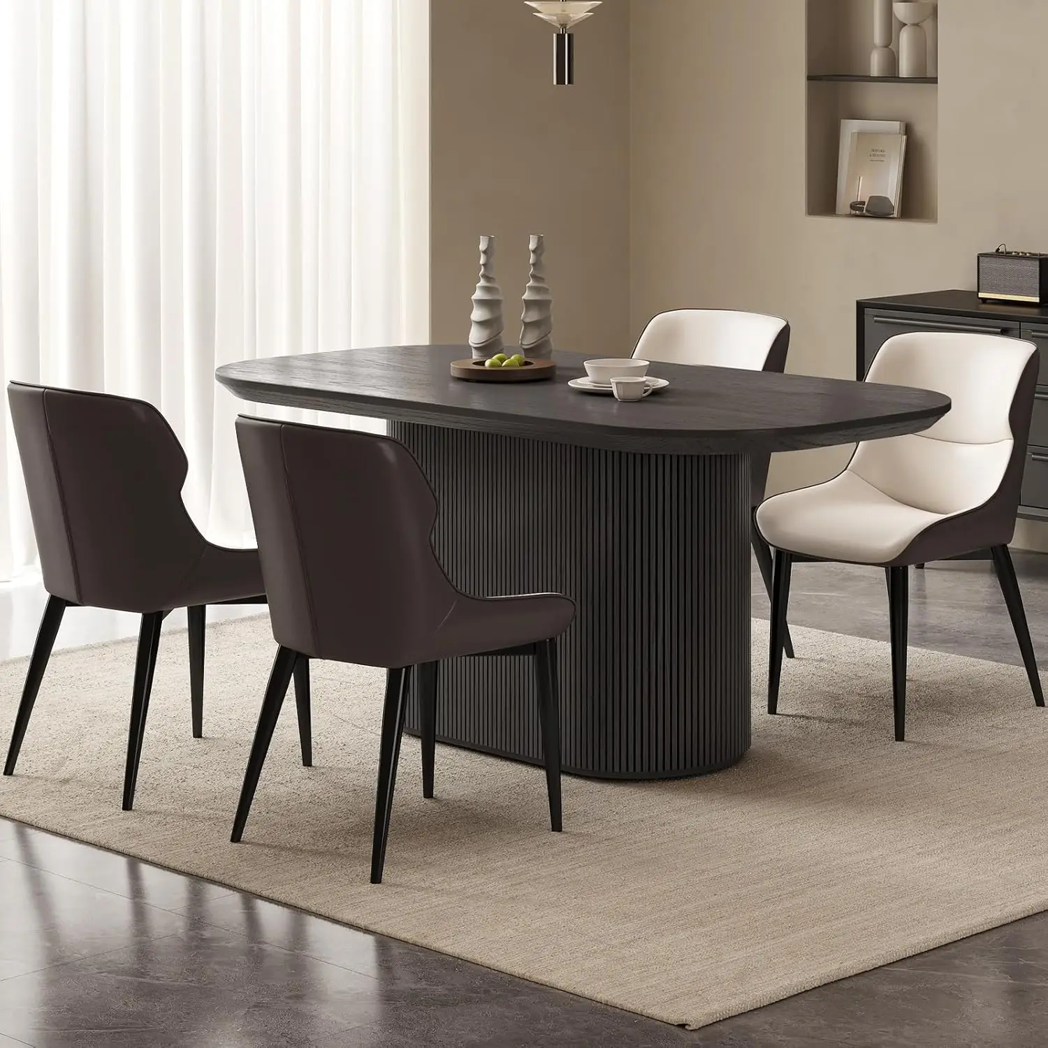 62.99" Oval Dining Table, Modern Kitchen Table For 6 People, Indoor Rectangular Dining Room Table For Kitchen, Bar,, Customized