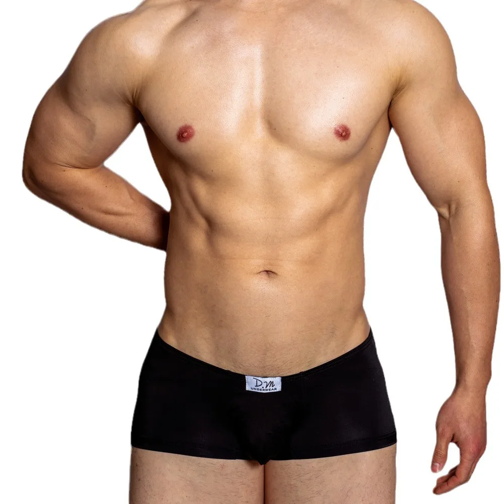 Cueca masculina bolsa convexo design confortável cueca quatro cantos macio sob calcinha shorts para homem