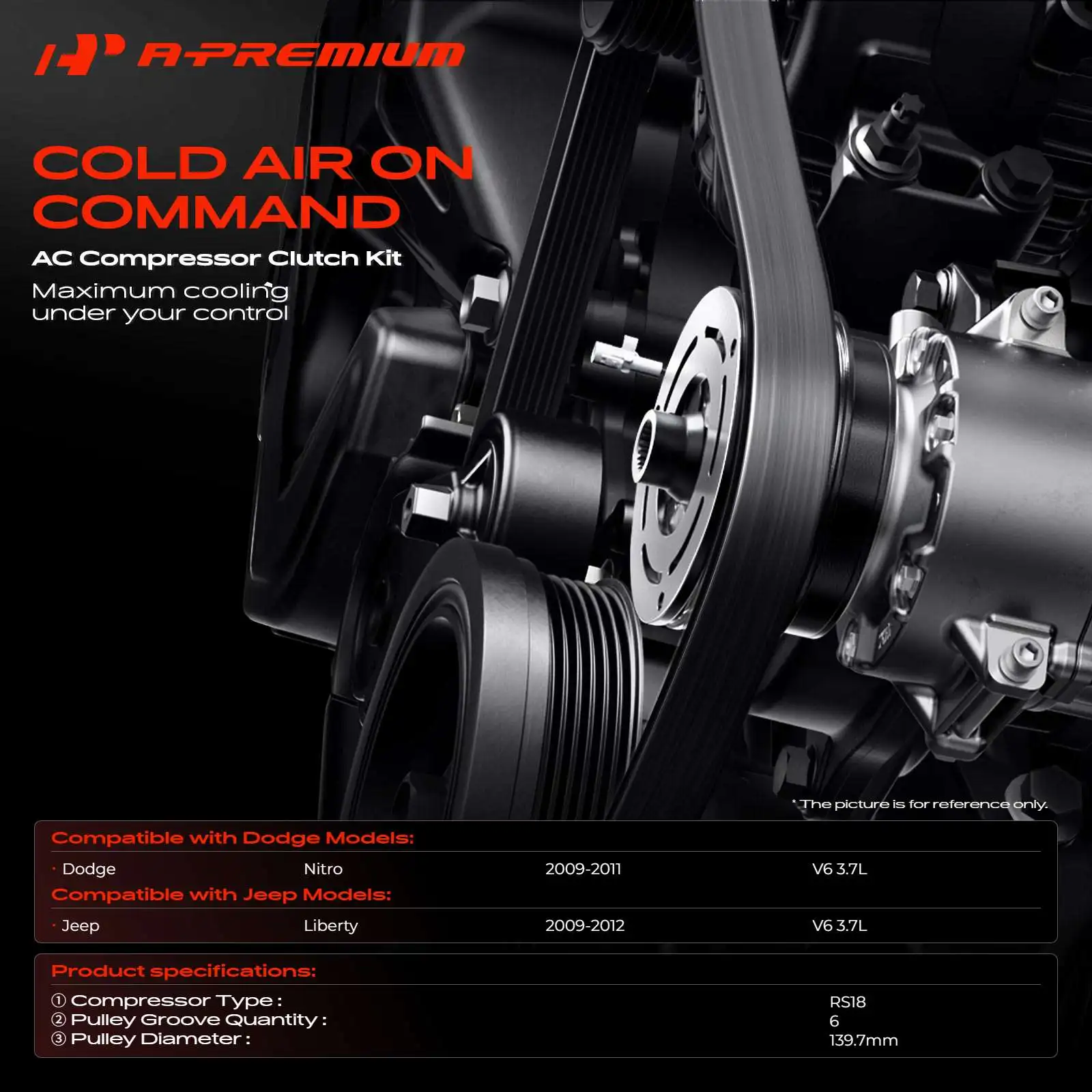 A-Premium AC Compressor Clutch Kit for Jeep Liberty 2009-2012 Dodge Nitro 2009-2011