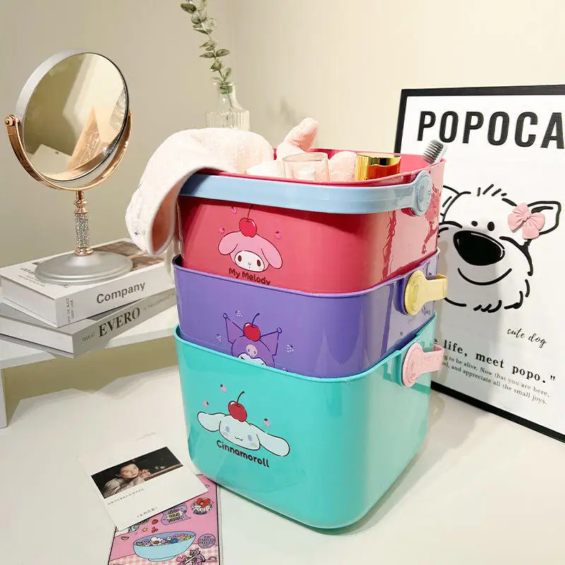 Sanrio-cesta de ducha bonita Kuromi, cesta de ducha portátil de gran capacidad para lavado corporal, cesta de almacenamiento de champú para dormitorio