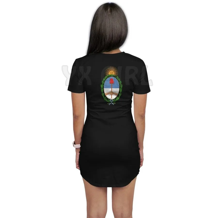 Yx Meisje Argentinië Boho Patroon T-shirt Jurk 3D Over Gedrukt T-shirt Jurk Sexy Zomer Vrouwen Casual Jurken