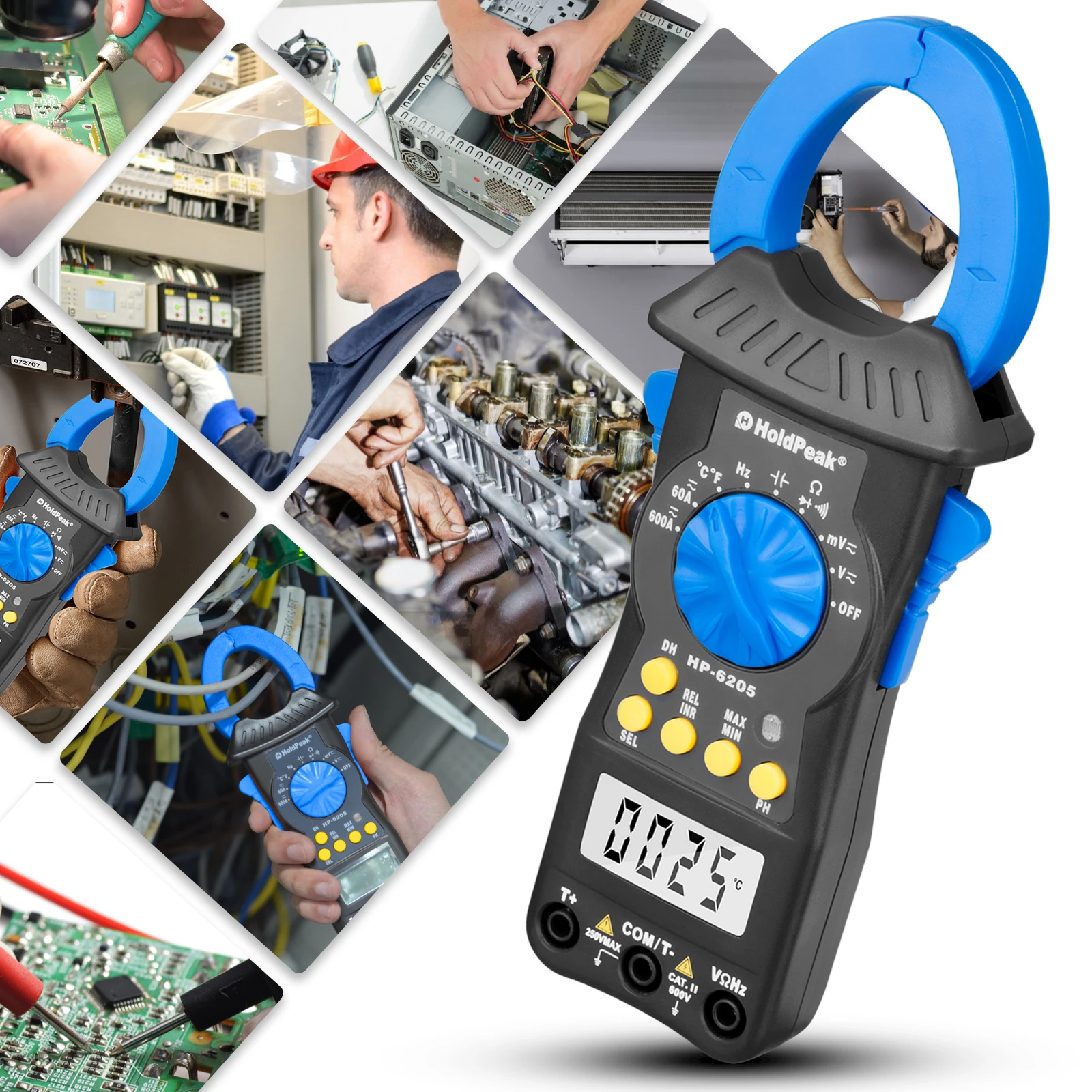 

Dual Jaw Clamp Meter, 6000 Counts True RMS Auto-Ranging Clamp Multimeter with Data Hold&Backlight for Detecting AC/DC Voltage