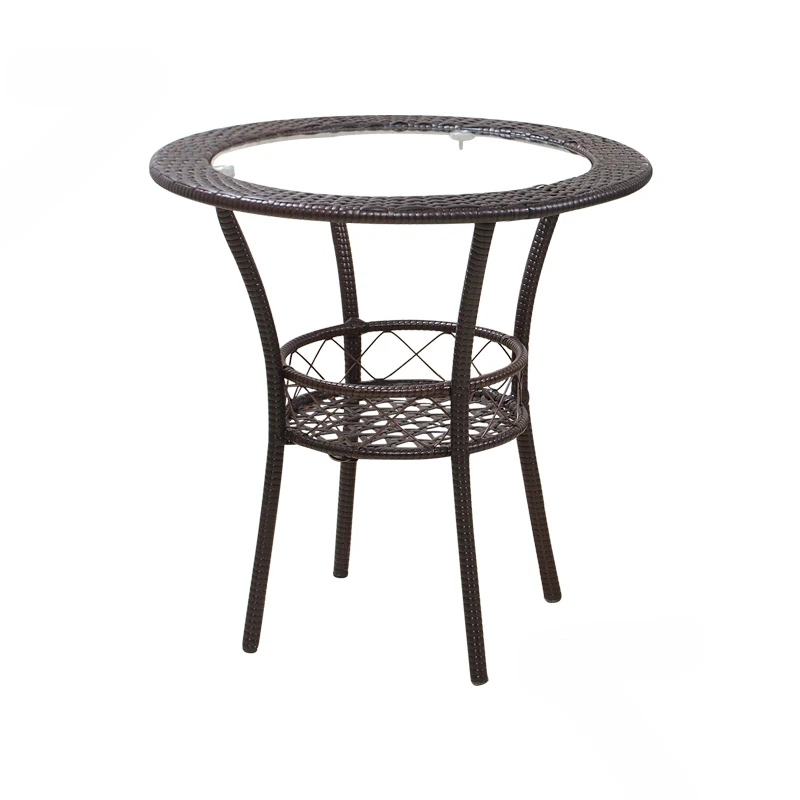 

Nordic PE Rattan Coffee Table Minimalist Modern Home Furniture Glass Round Table Living Room Leisure PE Rattan Coffee Tables