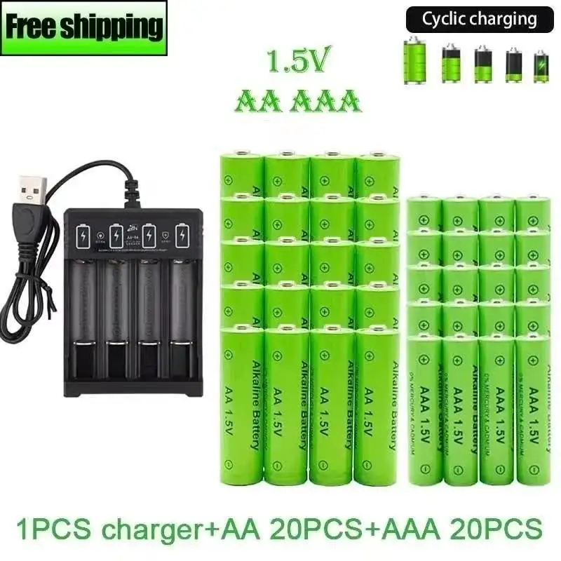 الأصلي بطارية قابلة للشحن 1.5 فولت AA9800mAh + AAA8800mAh + شاحن للكمبيوتر على مدار الساعة راديو لعبة فيديو كاميرا رقمية AA AAAbattery