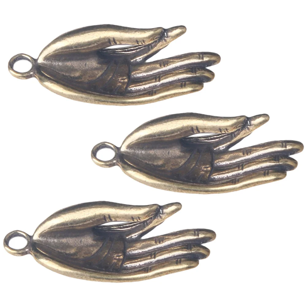 

3 Pcs Key Rings Keychain Small Copper Bergamot Brass Craft Chic Pendant Novel Creative Ornament Hanging Decor Buddha Hand DIY