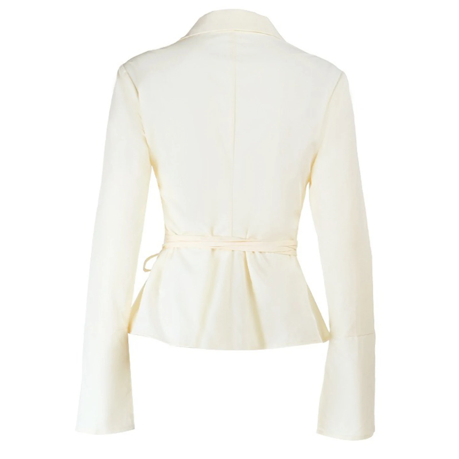 Lady Communting Clothes Womens Elegant Blouse Flared Slim Shirt Long Sleeve Lace-up Closure Tops Office Blouses Lady Clothing