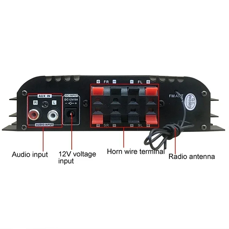 1600W Peak Power HiFi Sound Amplifier Digital 4 Channel Audio Amp Support Bluetooth Karaoke Player FM Remote Control