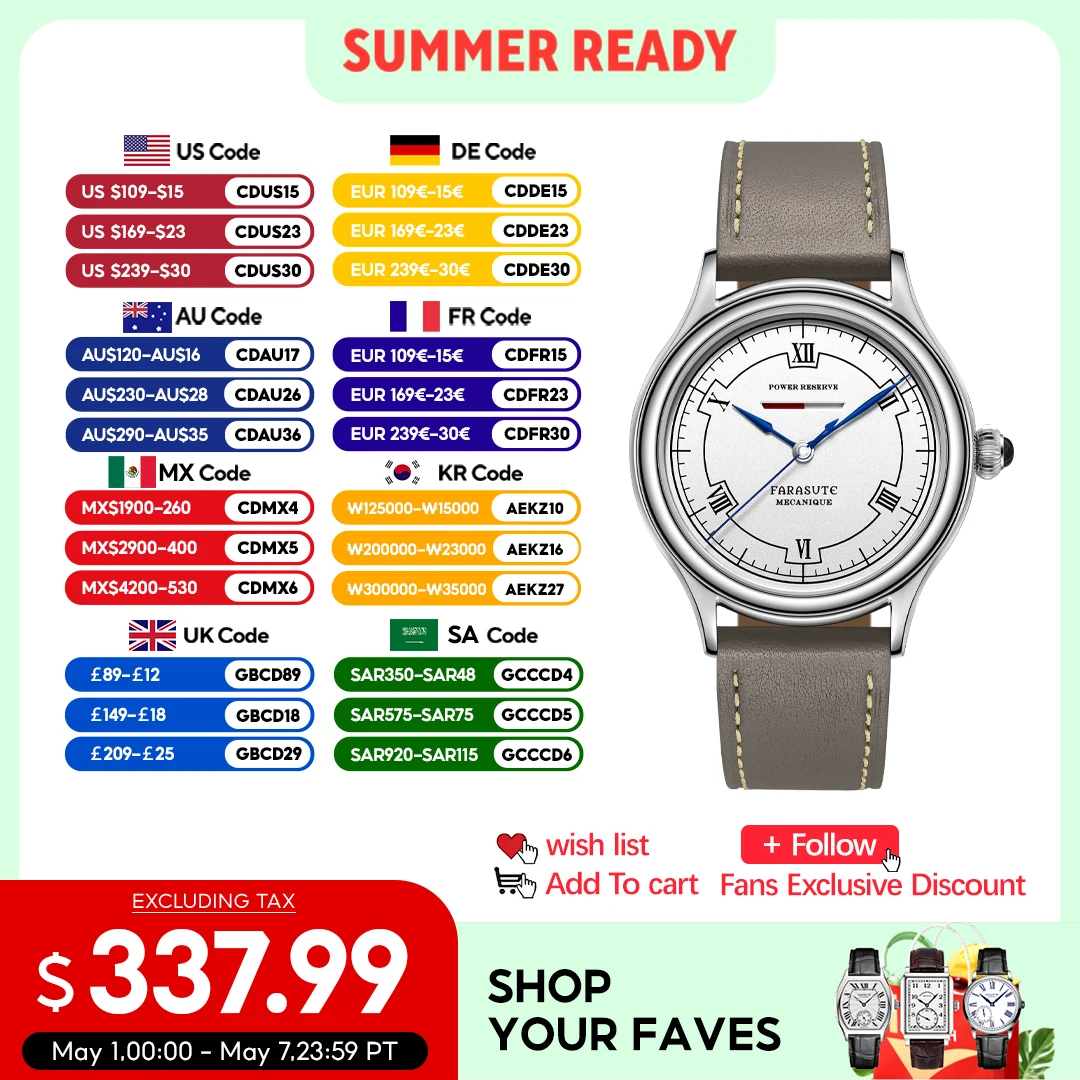 FARASUTE Luxury Men Manual Mechanical Watch Seagull Movement Power Reserve 80 hours Sapphire Glass stainless steel Watch Reloj