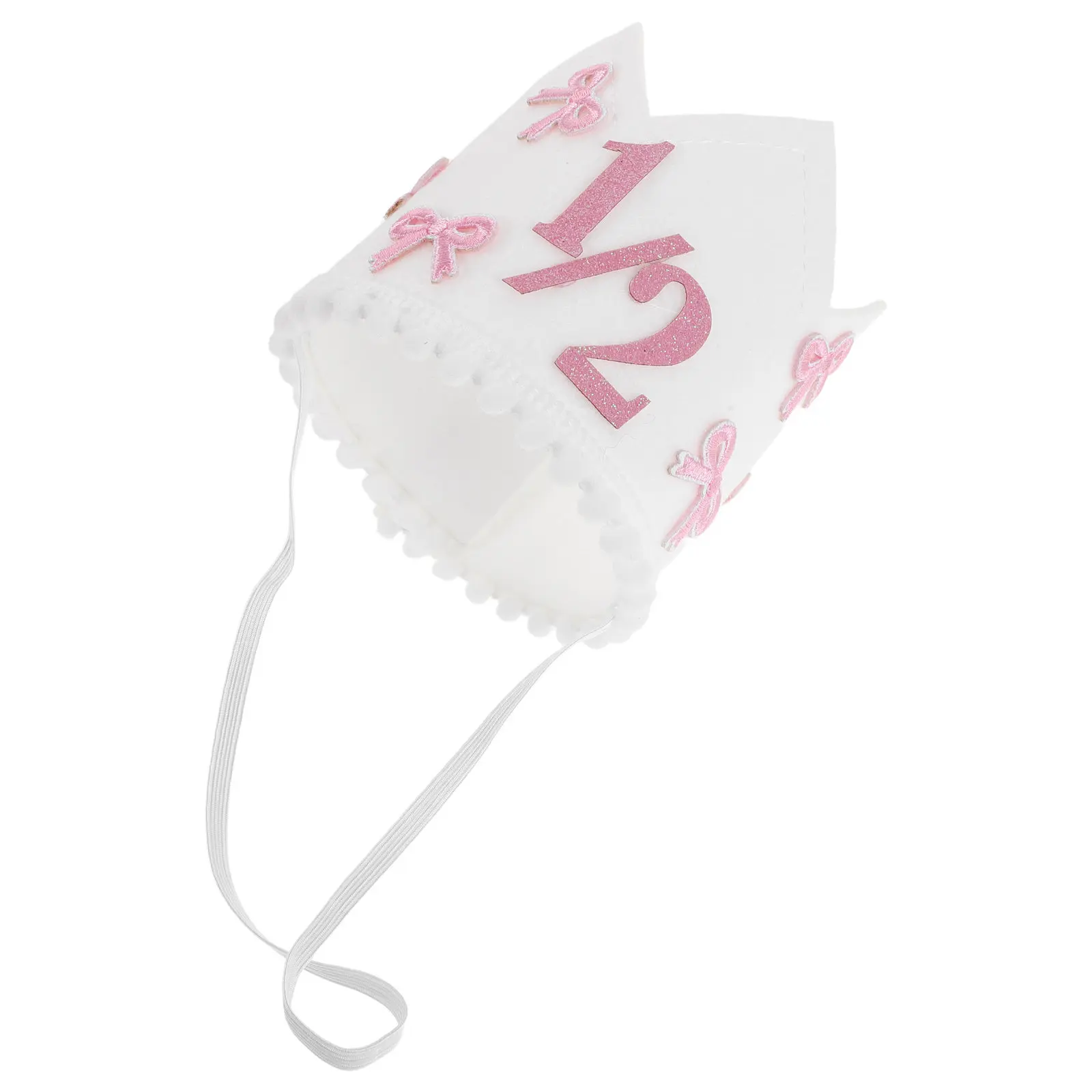 

Праздничная корона на полгода/годик для малышей: розовая, с бантом и блестками, эластичная повязка на голову для фотосессий, милый аксессуар для вечеринки