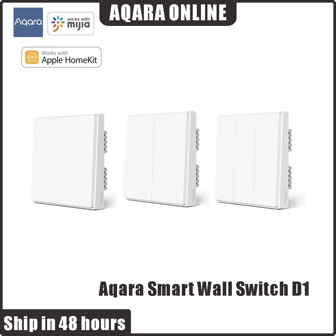 Aqara D1 Smart Wall Switch Zigbee Wireless Remote Control Light Switch Neutral Fire Wire 1/2/3 Button For Mijia HomeKit APP