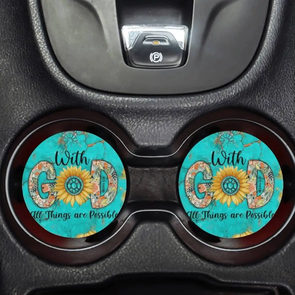 Christian-Themed Absorbent Car Coasters Suitable For Car Cup Holders & Home Desks