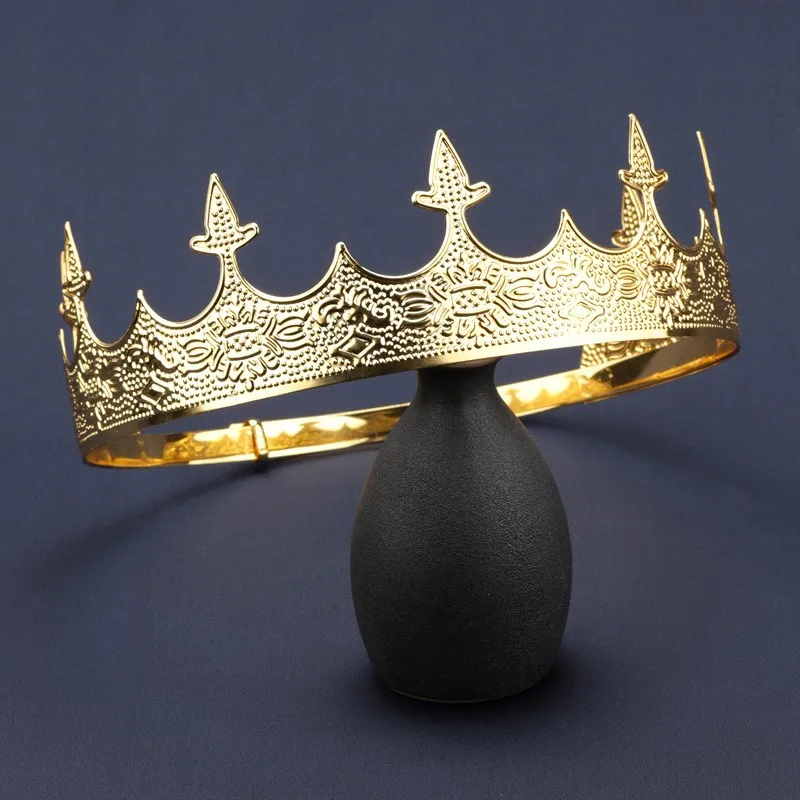 Royal Men's Round Crown Prince Crown Wedding Birthday Ball Party Halloween Decoration Bride Universal