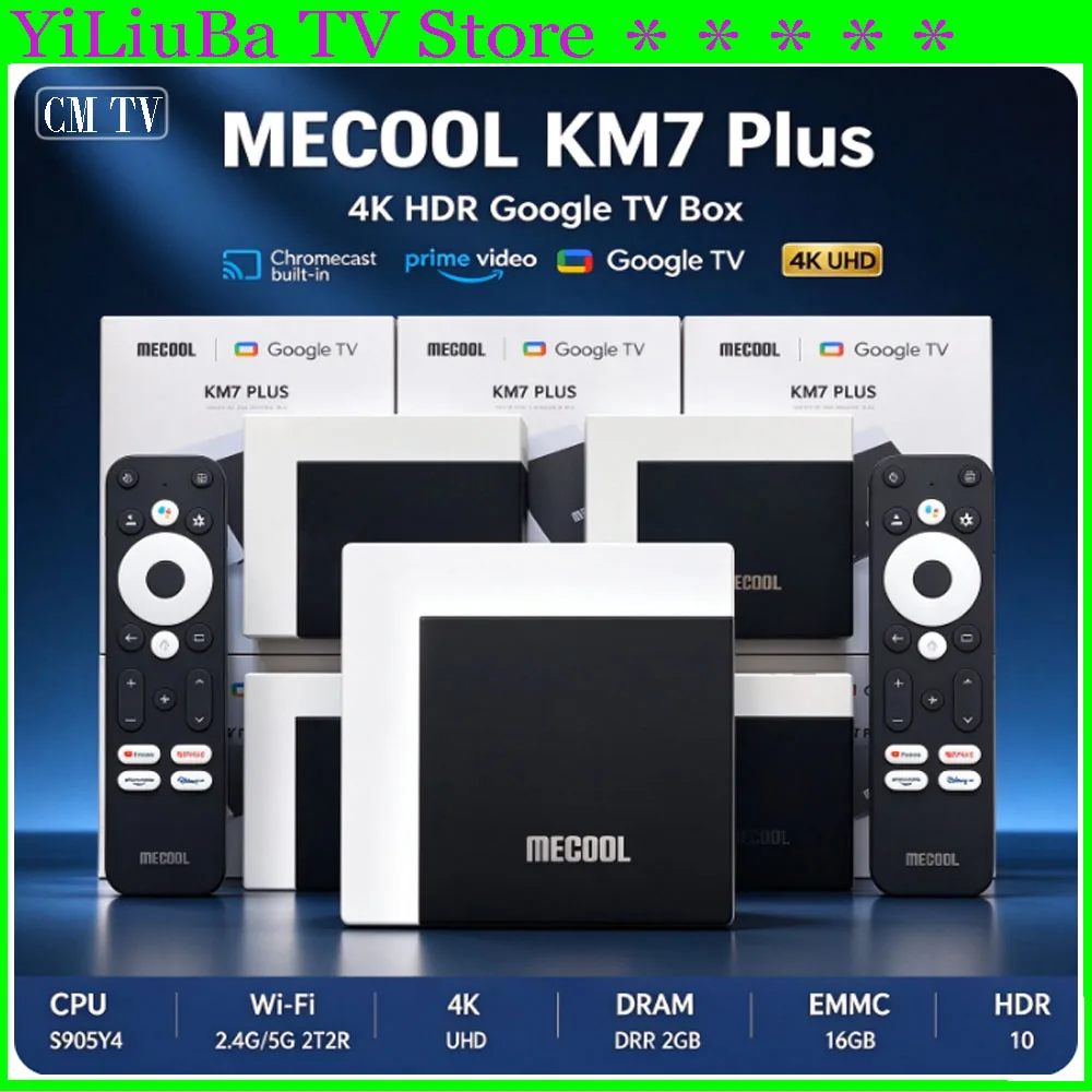 【Genuine】New Mecool KM7 Plus Google TV Box Classic Editio Android11 Netflix Google Certified ATV 1080P 4K UHD 60pfs Best Player