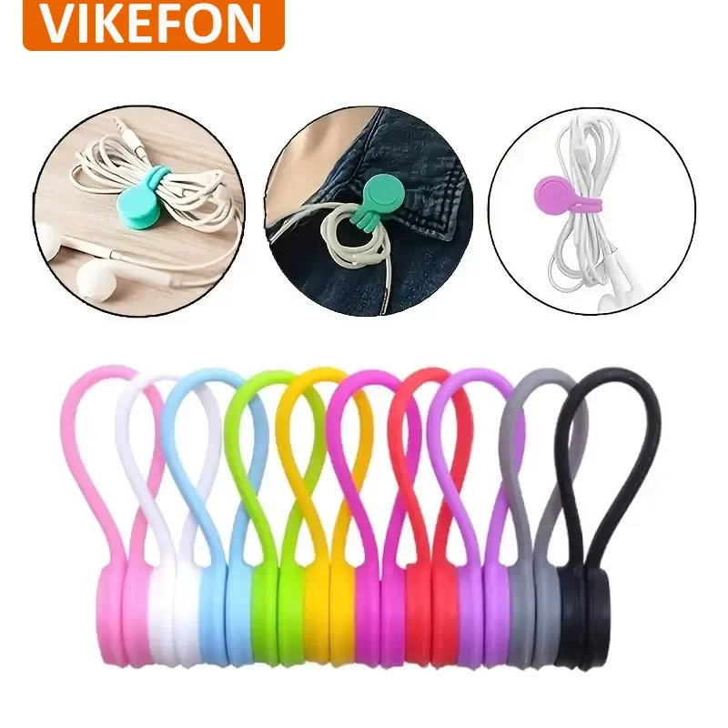 New Phone Cable Winder Organizer Soft Silicone Magnetic Cord Earphone Storage Holder Clips Cable Winder For Earphone Data Cable