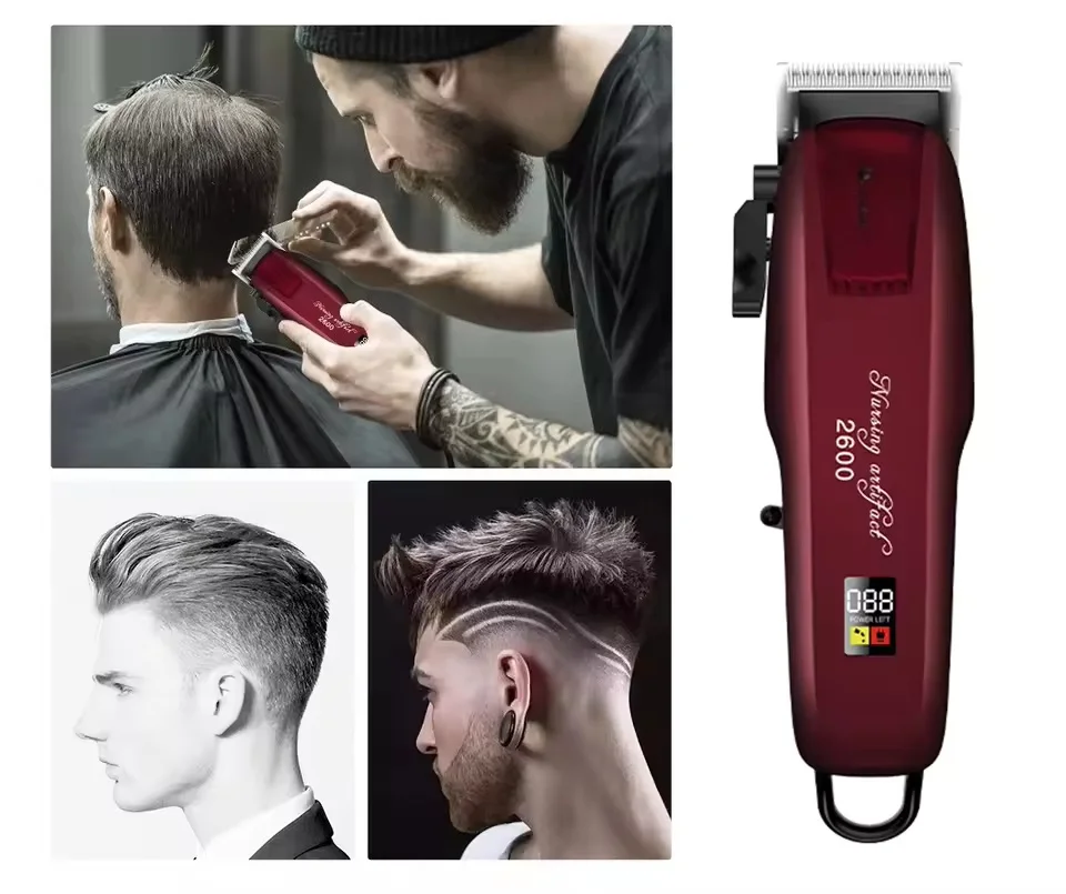 調整可能なヘアクリッパー、プロ仕様のバリカン、男性用電動ひげトリマー、充電式。