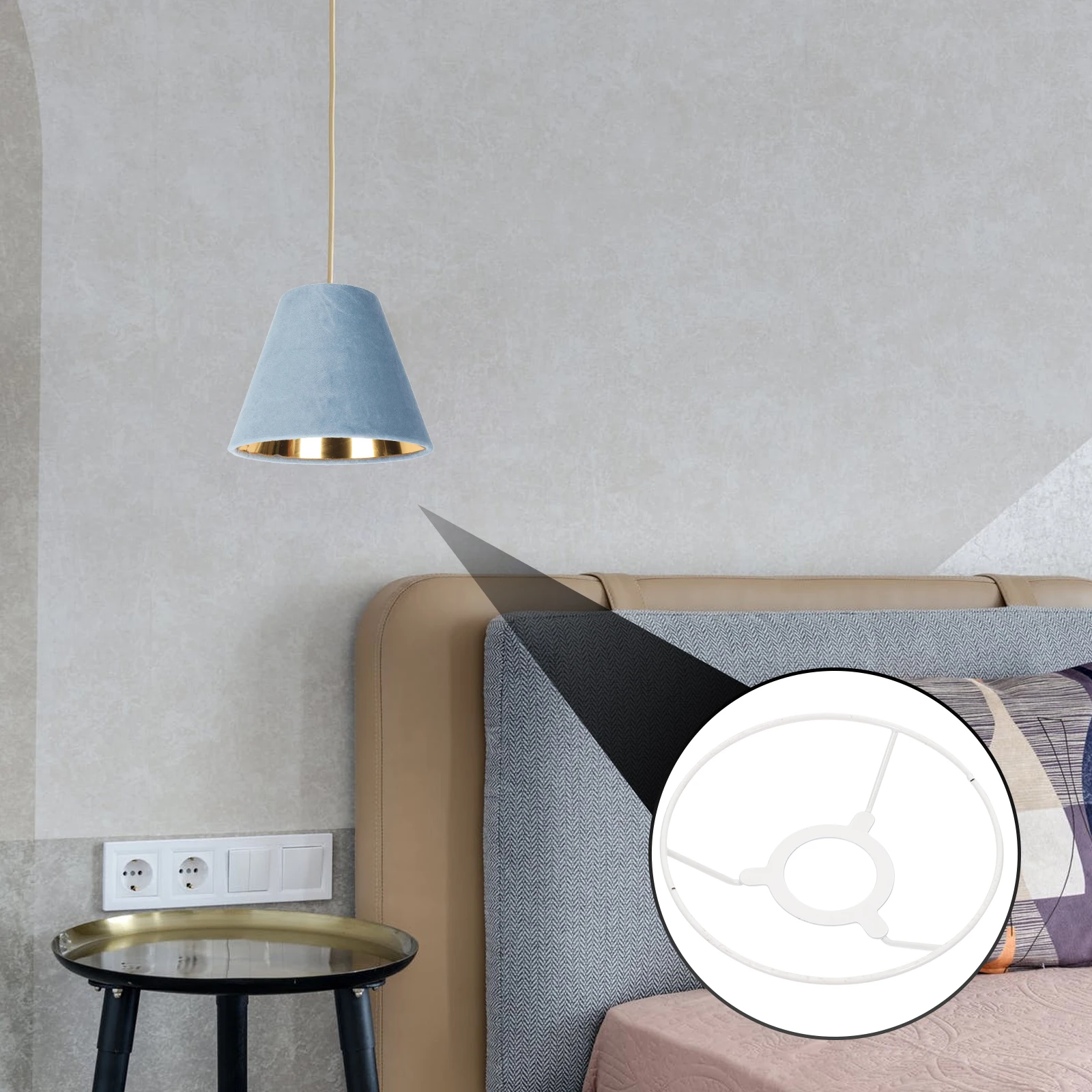

Lamp Shade Cage Frame Iron Accessories Vintage White Smooth Surface Anti Rust DIY Lampshade Chandelier Bracket Pendant Light
