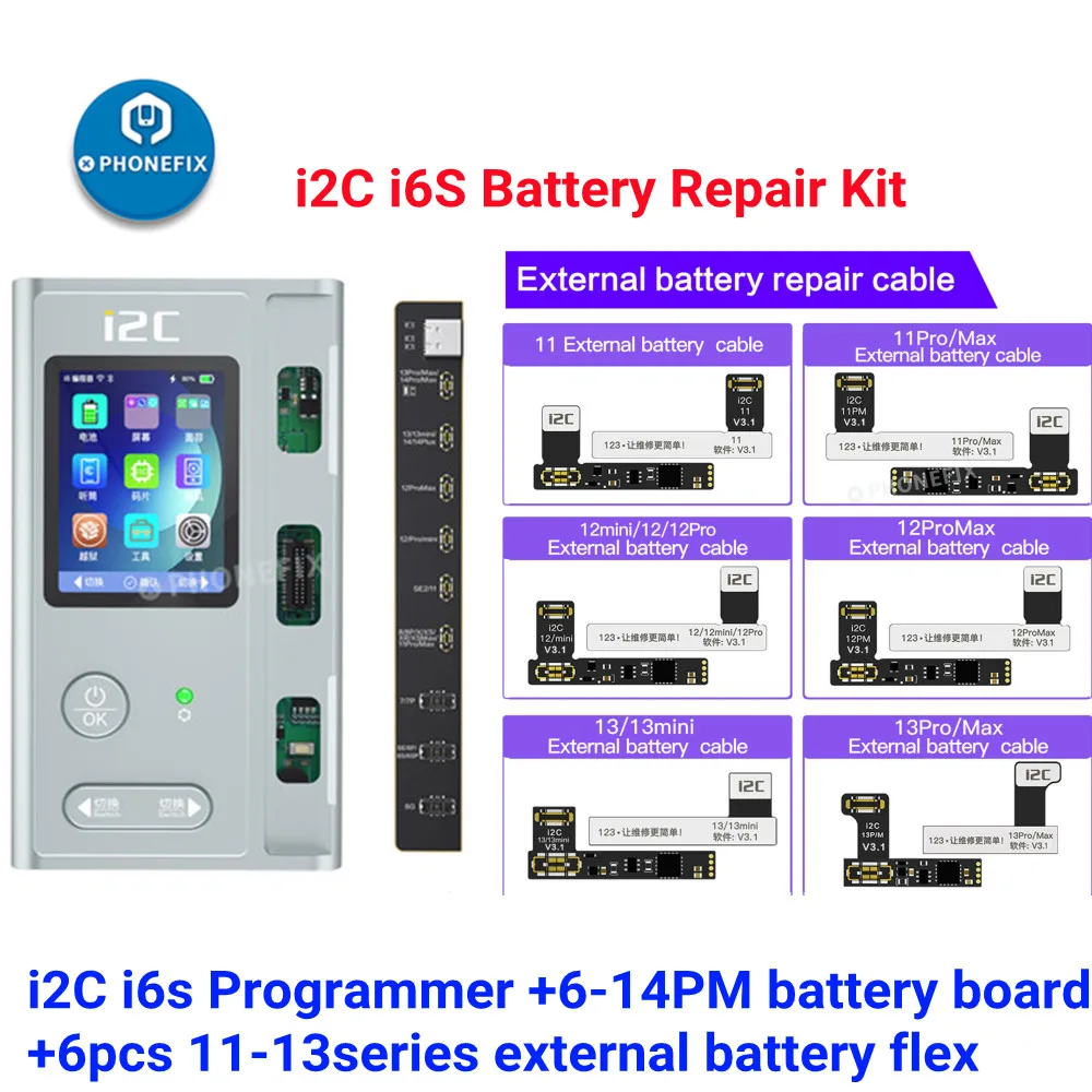 I2C I6S Intelligent Programmer for IPhone X-15 Pro Max True Tone Data Read Write Repair Face ID Fingerprint Battery Vibrator Fix