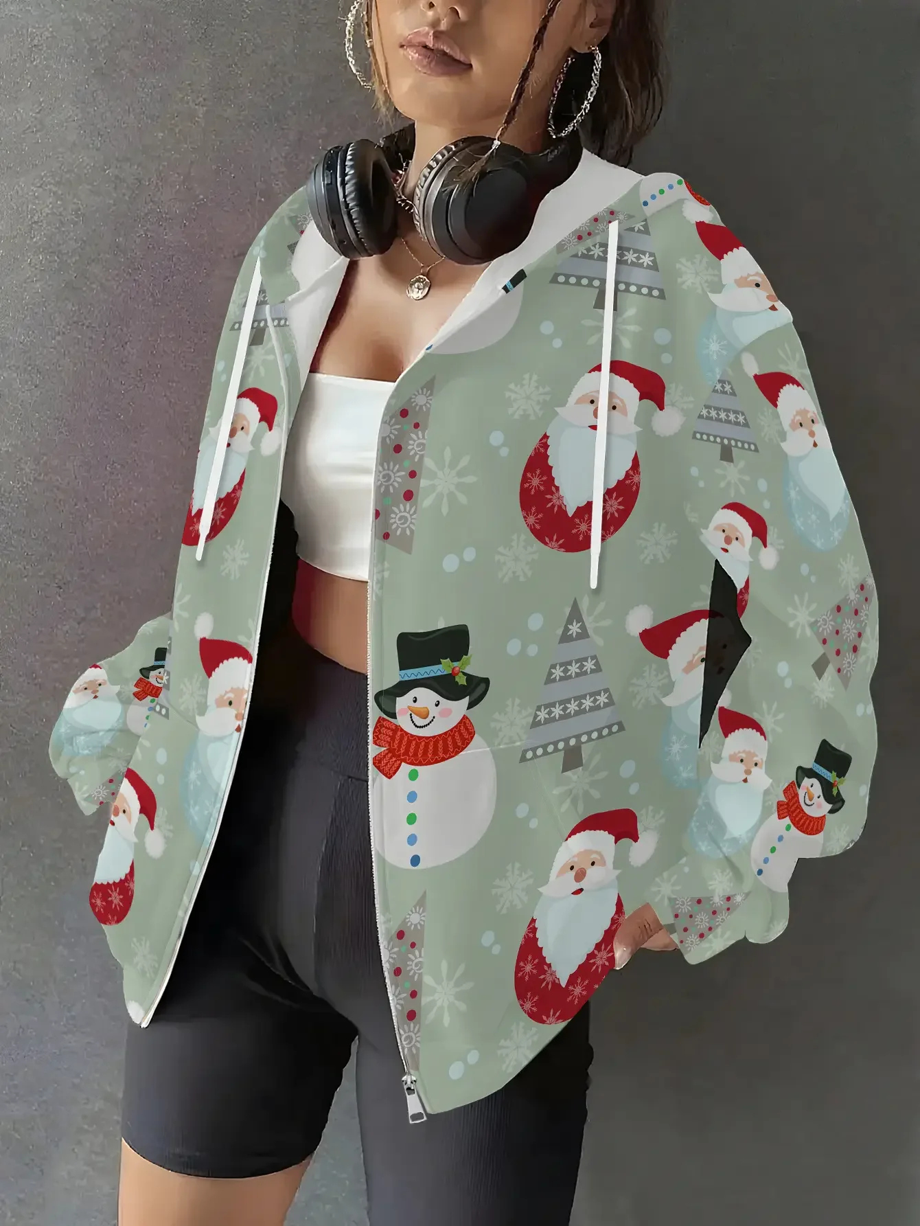 

Christmas ladies' new hoodie zipper jacket, fashionable, casual, versatile, durable, various interesting patterns2026