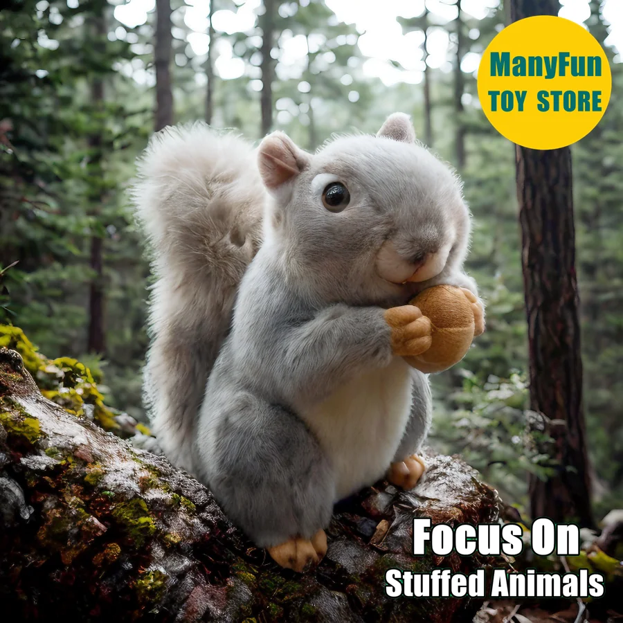 Squirrel Plush Animal Realistic Chipmunk Stuffed Toy Lifelike Tamias Plushie Grey Squirrel Simulation Doll Lovers
