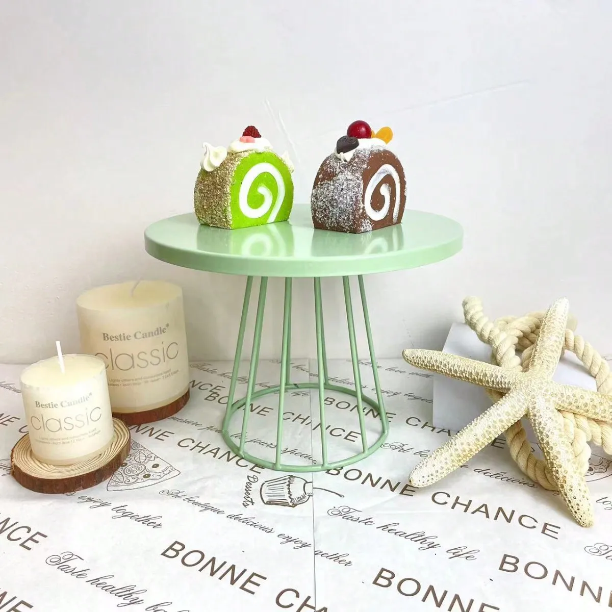 Picture 5: 2pcs Green Vintage Afternoon Tea Snack Cake Dessert Stand