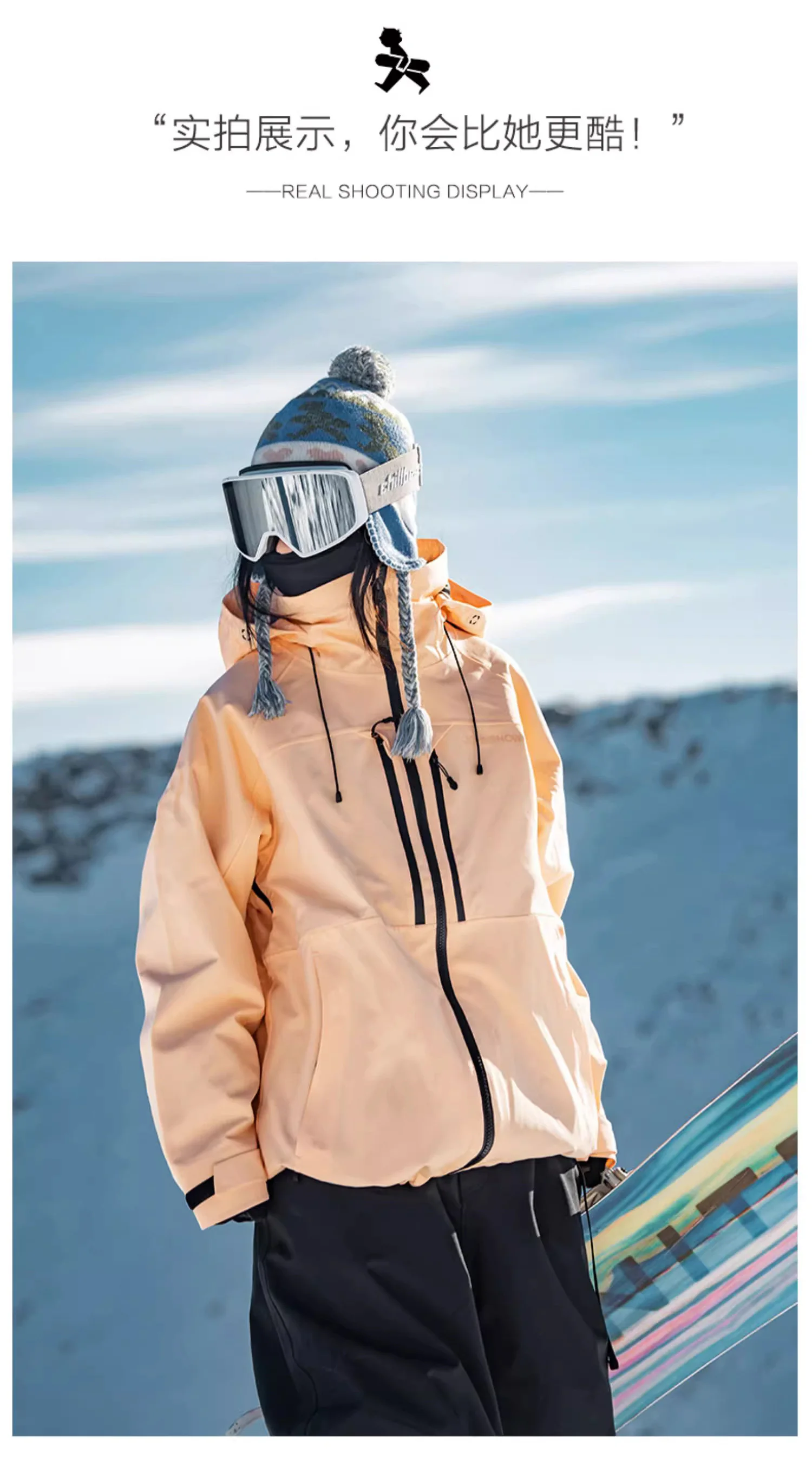 John Snow 2026 Neue Winter-Skijacke für Damen und Herren, Atmungsaktive Wasserdichte Snowboard-Bekleidung, Outdoor-Sport-Wärmejacke – Detail 8