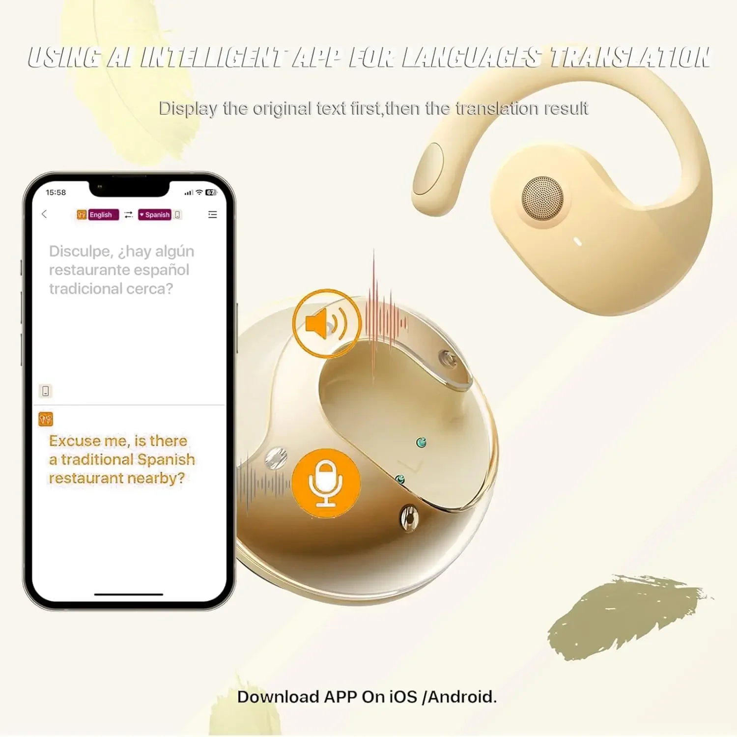 Auriculares inalámbricos de conducción ósea de oído abierto: Bluetooth, deportes, correr, viajes urbanos, reducción de ruido