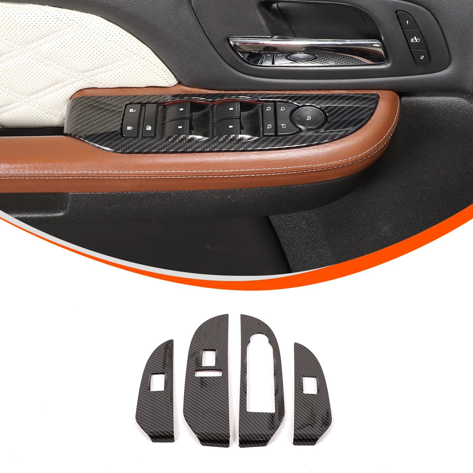 

For Cadillac Escalade 2007-2014 Automotive Interior Glass Lift Frame ABS Carbon Fiber Pattern