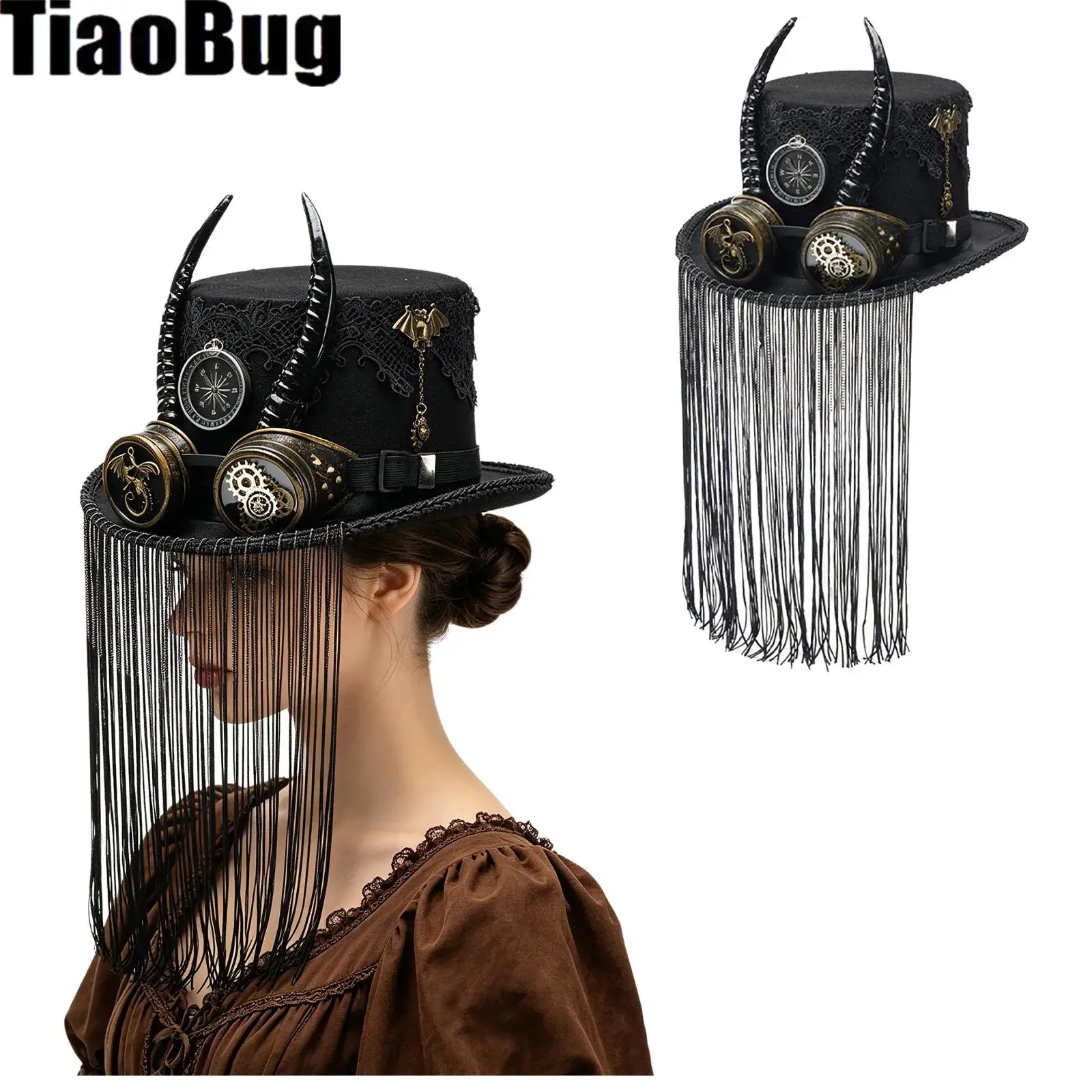 

Men Women Unisex Steampunk Decorated Top Hat for Cosplay Masquerade Ball Halloween Carnivals Theme Party