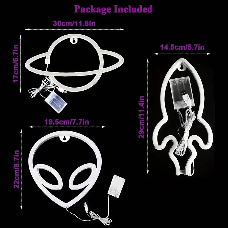 Party Neon Light LED Aliens ET Earth Planet Rocket Led Night Light for Bedroom Decor Neon Sign Wallpaper Christmas Birthday Gift