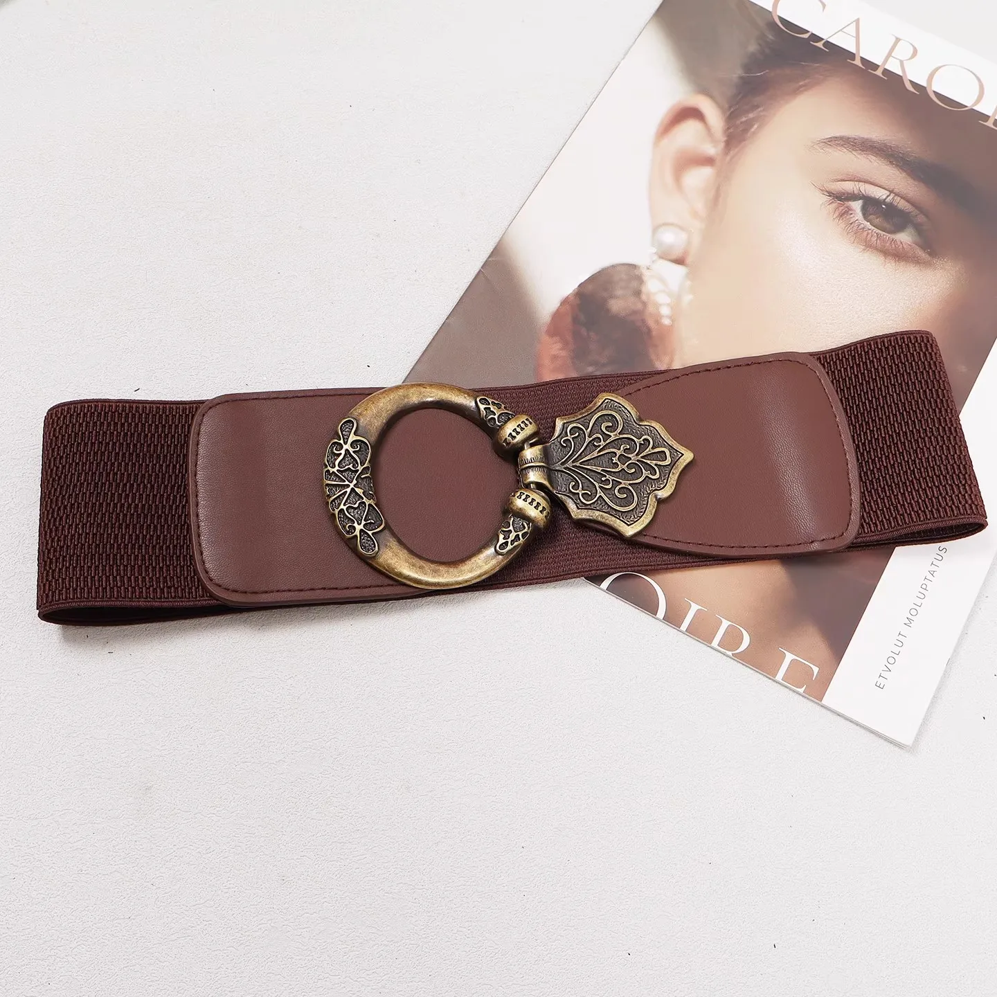 المرأة خمر بولي Leather الجلود مطاطا فستان Cummerbunds الكورسيهات حزام أحزمة الديكور حزام عريض R2644