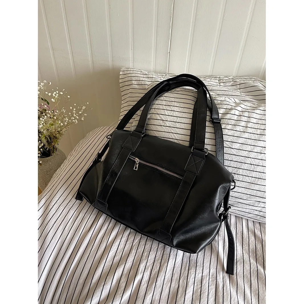 Trendy Large Capacity Ladies Travel Tote Bag Crossbody Handbag Soft Korean Style Casual Single Shoulder Bag for All