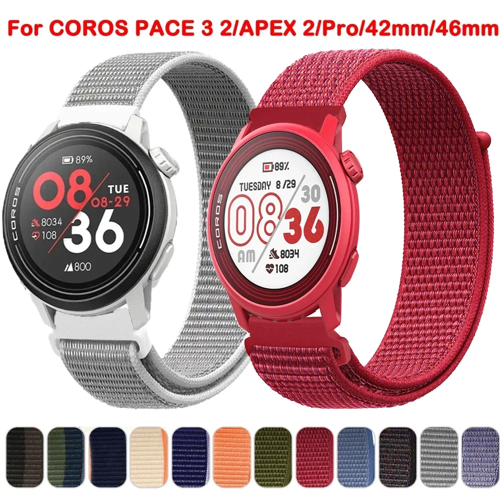 

Ремешок для часов 20 мм 22 мм для COROS PACE 3 2/APEX 2 Pro/APEX Pro Браслет для COROS APEX 2 Pro 46 мм 42 мм Спортивный нейлоновый браслет-петля