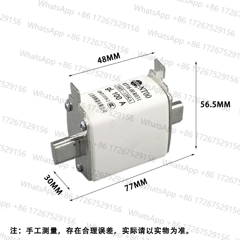 3 peça fusível positivo nt00 fuse de faca cerâmica RT16-00 r031 fuse núcleo tubo 63a100a125a160
