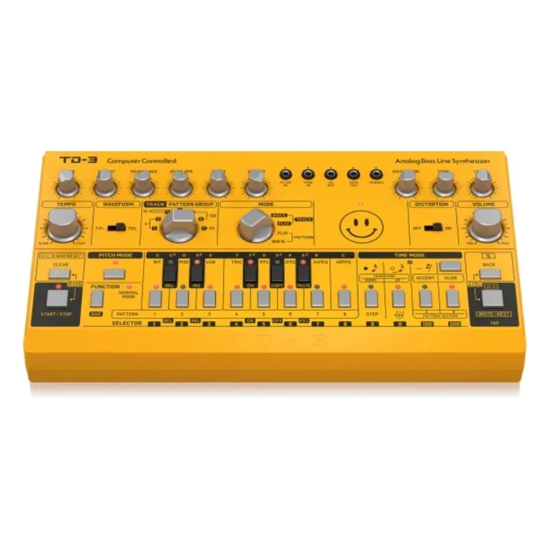 TD-3 AM Analog Bass Line Synthesizer with VCO, VCF, 16-Step Sequencer, Distortion Effects and 16-Voice Poly Chain