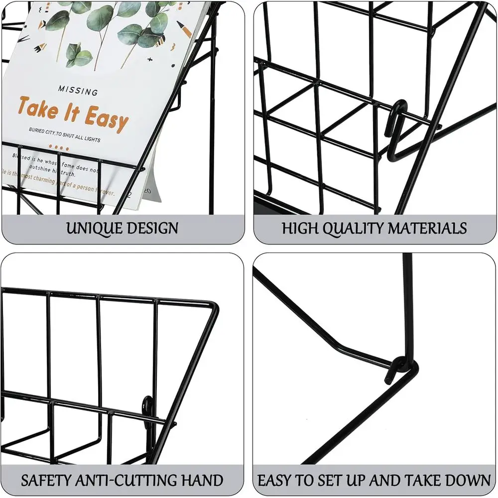 رف مكون من 6 طبقات من الأسلاك الهزلية والمجلات لعرض الطاولة، يحمل الكتب والكتيبات وبطاقات المعايدة #3