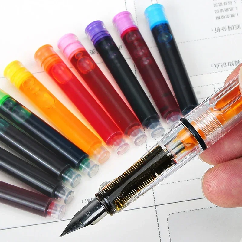 10 Inks Cartridge + 1 Fountain Pen Set 3.4mm Colored Hight Quality Fountain Pens for Writing Office School Stationery Supplies