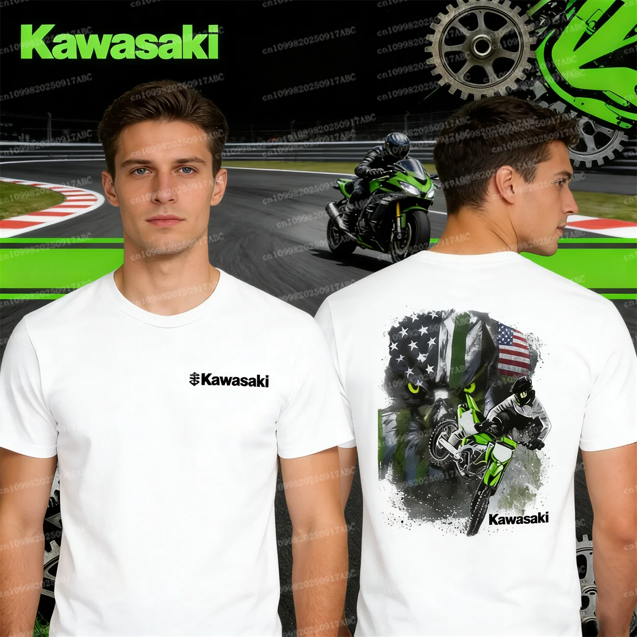 

(Kawasaki)KAWASAKI EAGLE FLAGT-SHIRT Summer Men Cotton T-shirt Y2K Kawasaki Cotton Tshirt Women T-shirt Clothes Kid T-shirt