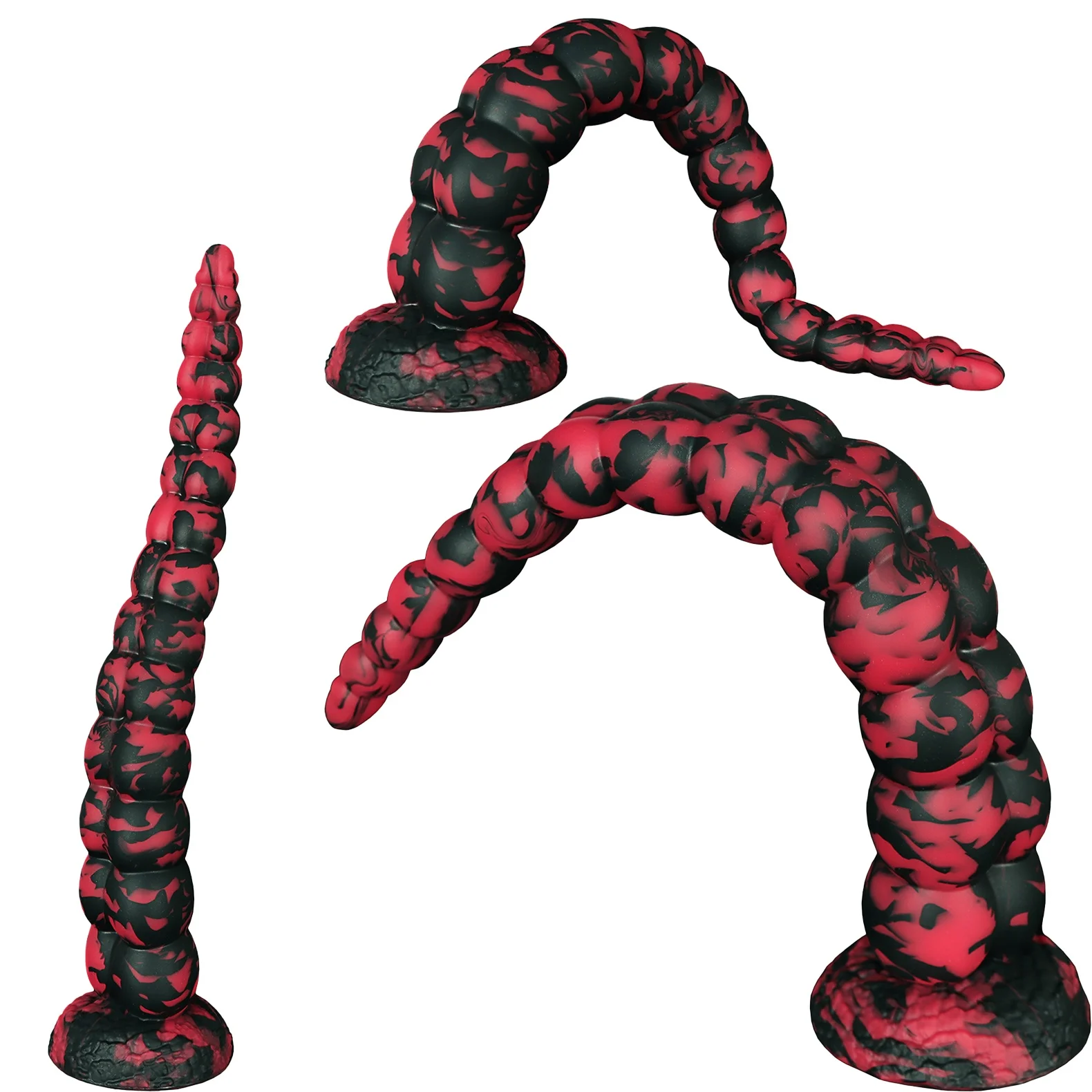 Black Red Irregular Anal Plug Spiral Texture Anal Plug Adult Sex Toys Strong Suction Cup Base Silicone Anal Plug Man Women 18+