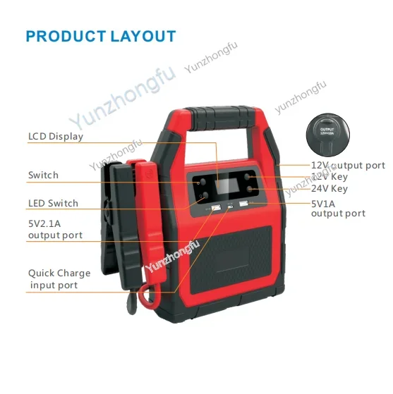 12 24 volt emergency car jump starter battery When the car battery break down help start the car for auto assistance