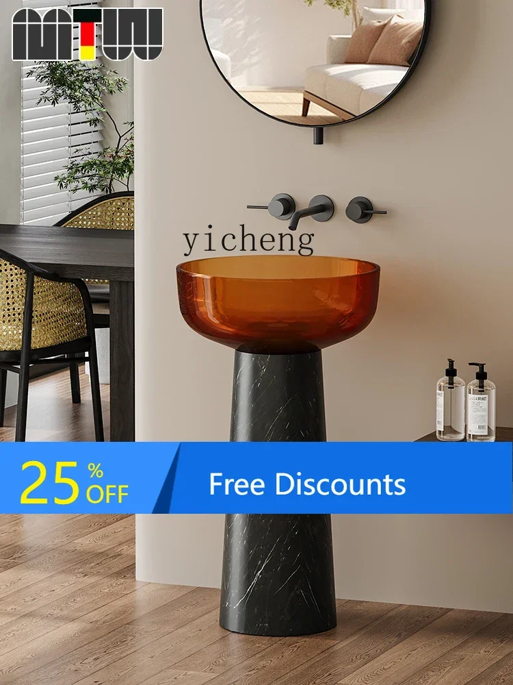 

LYY Прозрачная хрустальная раковина на пьедестале Коммерческая вилла B & B Художественная креативная напольная раковина