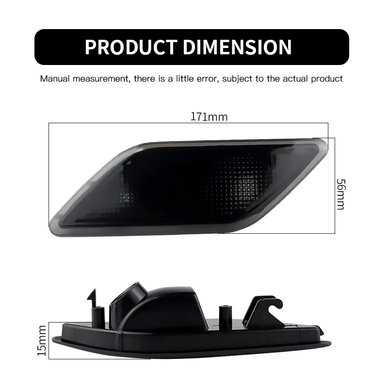 1Pair For Mercedes Benz W212 E250 E350 E400 E550 E63 AMG S Front Bumper Reflector Side Marker Black shell OEM#:2128200021