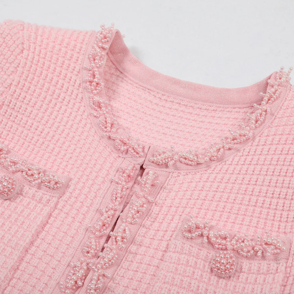 High quality 2025 European and American summer new fashion quality knitted nail bead slimming A-line women's dress - Image 3