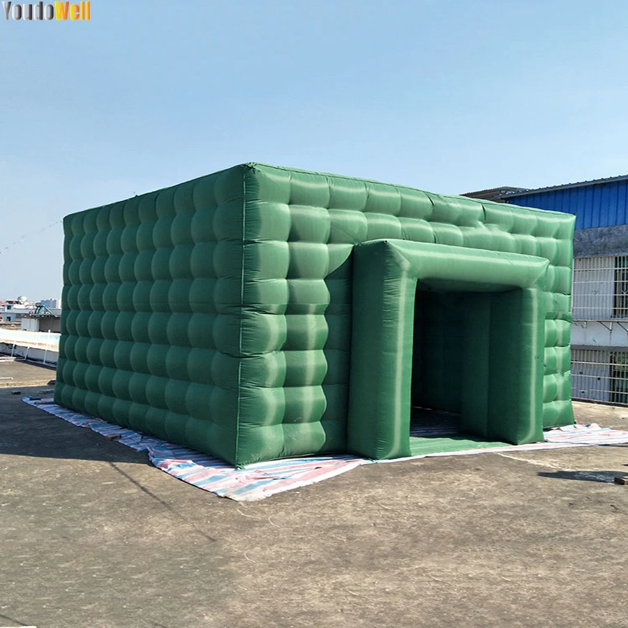 Deep Green 4.4mx4.4mx3.6m Inflatable Air Cube Tent For Outdoor Honey Housed Finished Exhibition Showroom For Party Events