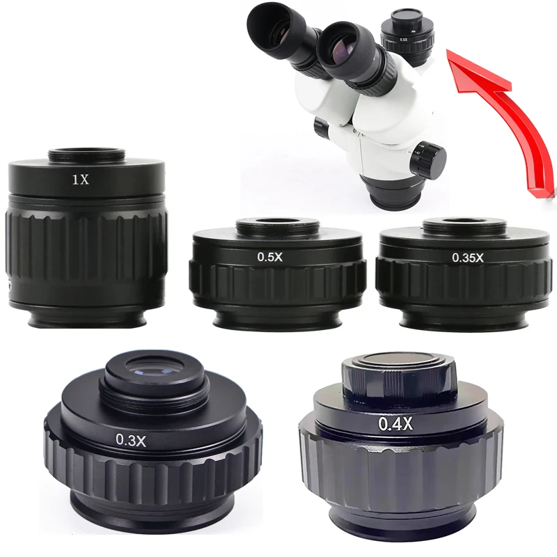 C-Mount Adapter Lens 0.3X 0.35X 0.4X 0.5X 1X CTV Adjustable Focus For Trinocular Stereo Microscope 38MM Interface Camera Adapter