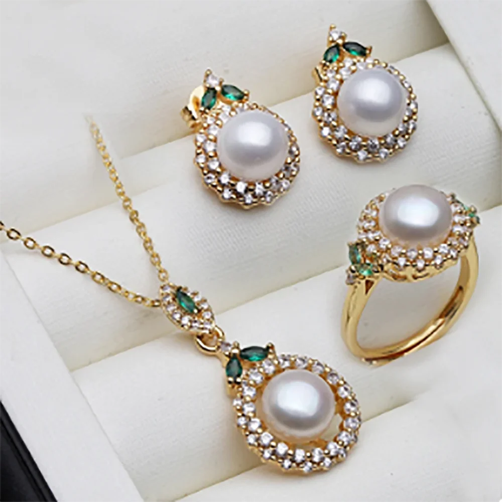 

Natural Freshwater Peal Neacklace Earrings Set,Gold Plated Pearl Earrings Necklace Jewelry Sets 925 Silver For Women