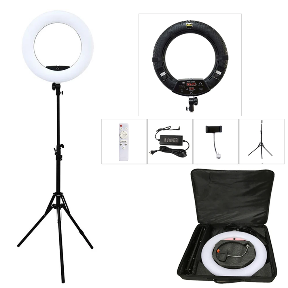 Yidoblo FD-480II LED Ringlamp Set Bi-color 96w Selfie Licht Videoringlamp met Lichtstatief Tas Led Make-up Ringlamp CRI95+