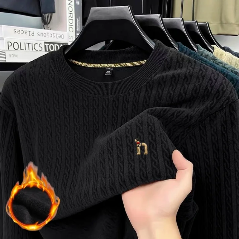 

Luxury Winter new men's thick sweater thermal long sleeve commuting outdoor exquisite breathable high-quality embroider pullover