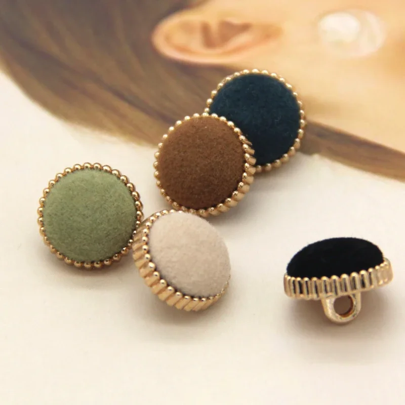 HENGC 13mm Small Metal Shank Fabric Buttons For Clothes Women Winter Blouse Coat Sweater Decorative Sewing Accessories Wholesale image 5