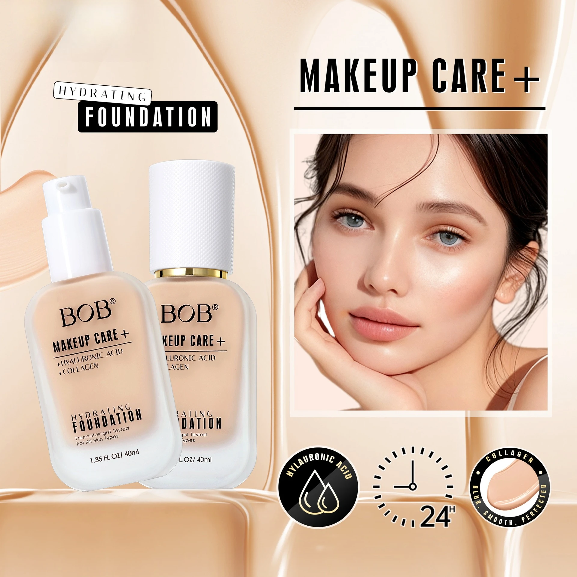 

Moisturizing Liquid Foundation, Concealer Lasting, No Makeup Removal, No Powder Sticking, Moisturizing Matte Foundation Cream